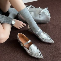 NEW Spring/Autumn Women Pumps Genuine Leather Shoes for Women Pointed Toe Chunky Heel Shoes Buckle Strap Handmade Pleated Shoes 1