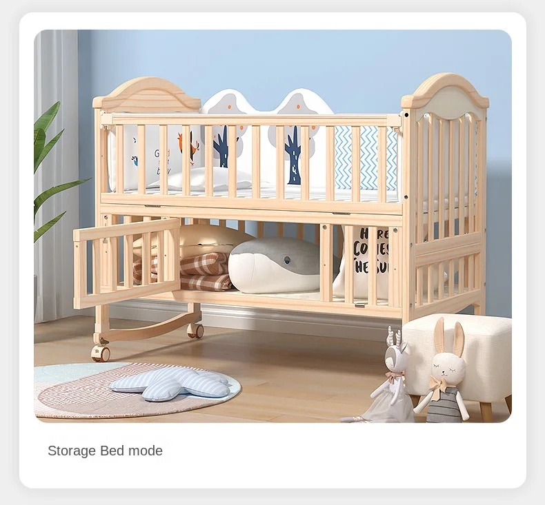 Multifunctional Solid Wood Baby Crib