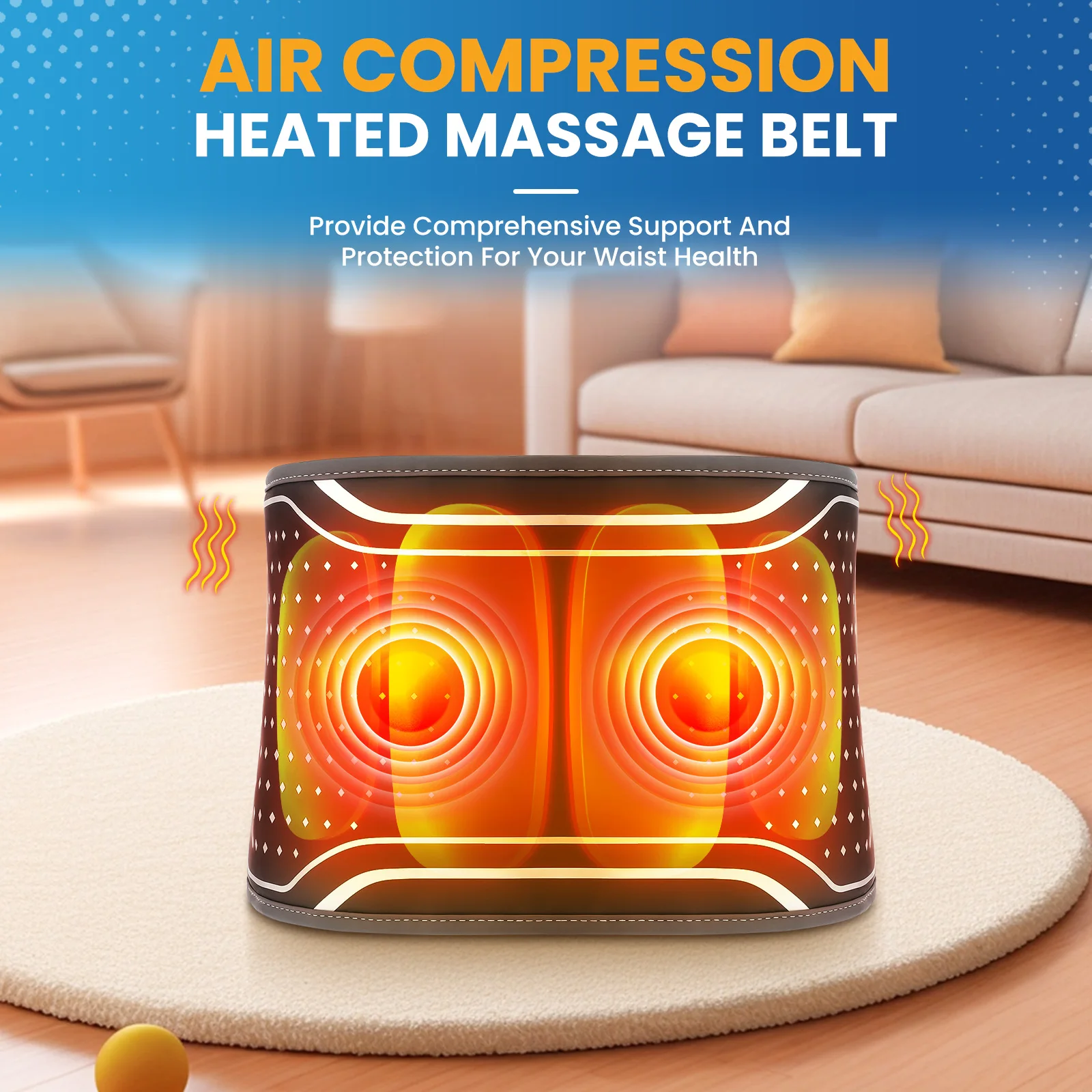 Double-layer Airbag Waist Massager Back Decompression Belt Electric Heating Vibration Waist Massage Belt Lumbar Support Relax