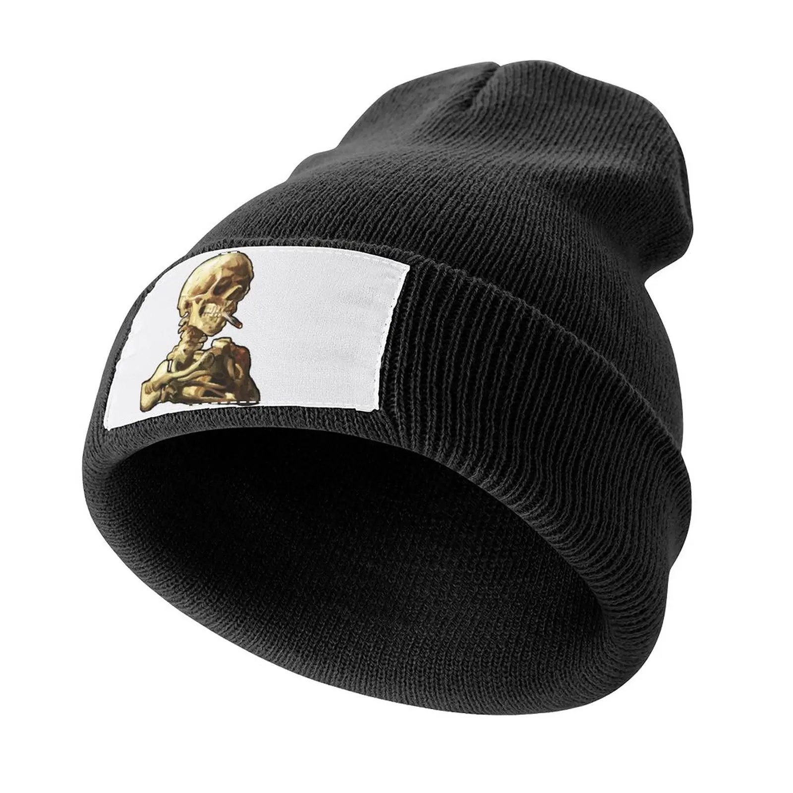 

Vincent Van Gogh - Skull of a Skeleton with Burning Cigarette Knitted Hat hard hat sun hat |-F-| Luxury Man Hat Men Hat Women's