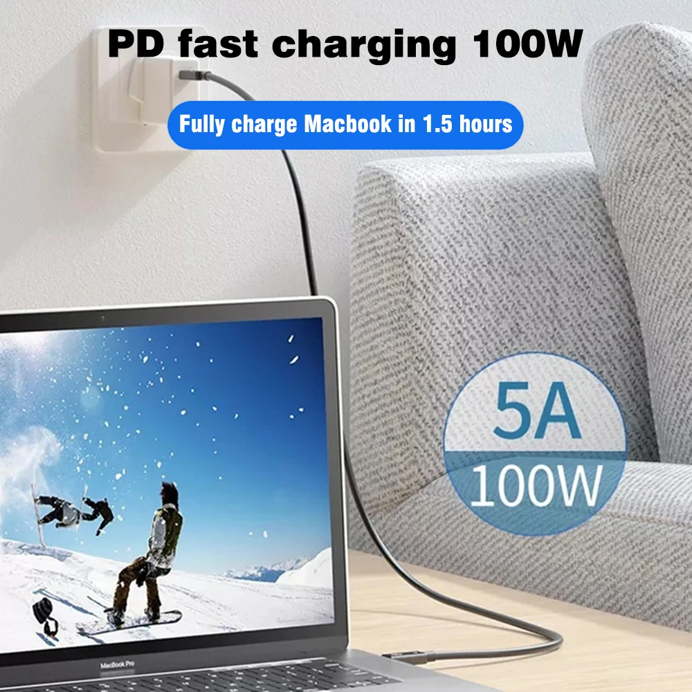 UGOURD 2m Thunderbolt 4 coaxial cable USB4 type c to type c 40Gbps PD 100W Fast charging Cable for egpu iPhone Ipad MacBook Air BEST SELLERS