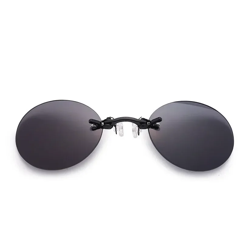Fashion Clip On Nose Sunglasses Men Vintage Mini Round Sun Glasses Hacker Empire Matrix Rimless Sunglasses UV400