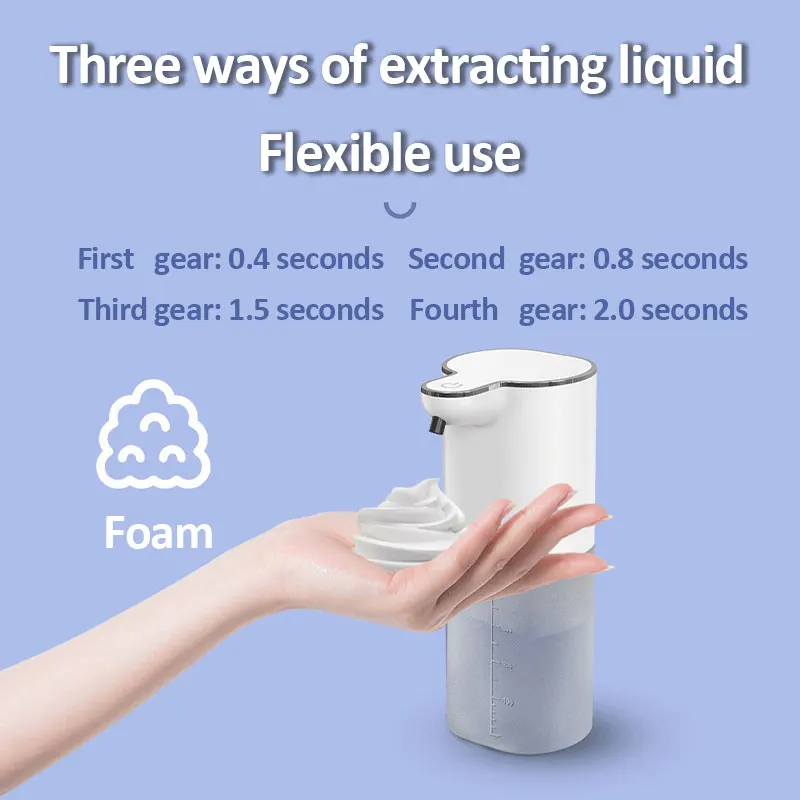 400ml Automatic Foam Soap Dispensers 4-Gears Smart Washing Hand Machine USB Charging for Bathroom