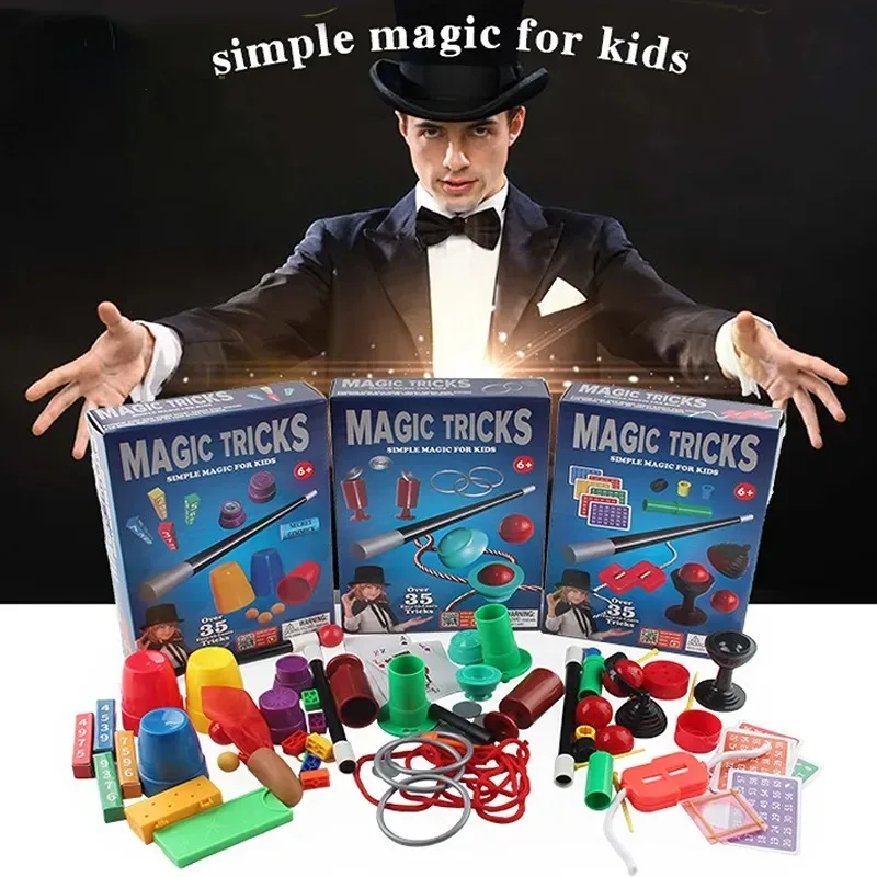 

Puzzle Simple Magic Prop Children's Magic Kit Set for Kids Exciting Magician Tricks Performance Show with Instruction Manual