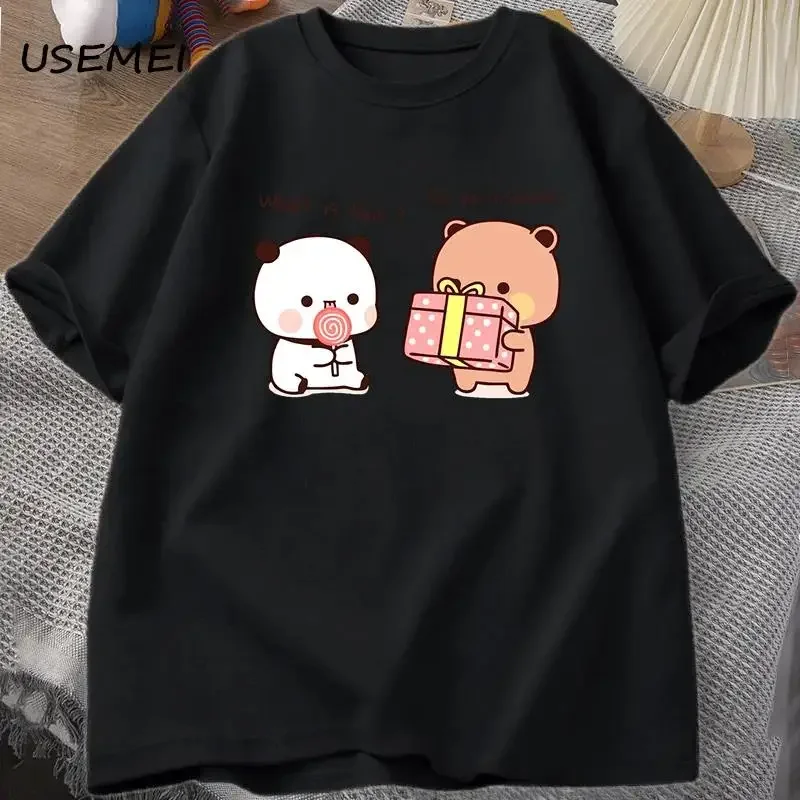 

Anime Cartoon Panda Bear Bubu e Dudu T Shirt Kawaii Graphic Printed T Shirt Fashion girocollo Plus Size T Shirt donna