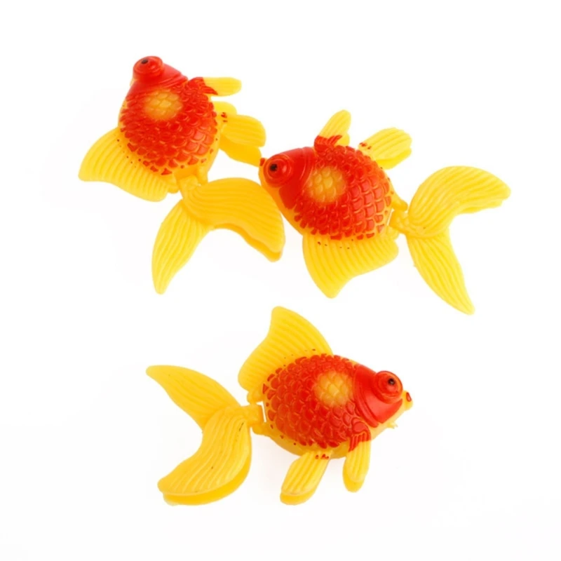 Artificial Fish Aquarium 3Pcs Plastic Moving Gold Fish Set Ornaments for Tank Fake Colorful Bowl