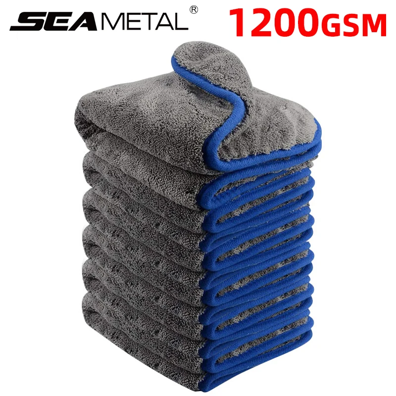 SEAMETAL 40x40CM Car Wash Microfiber Towel 1200GSM Super Absorption Car