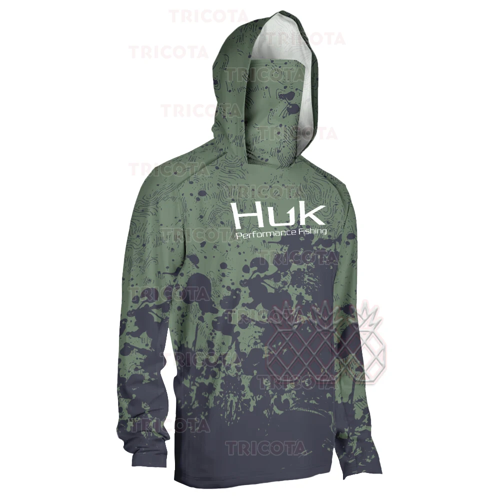 HUK Fishing Shirts Men's Hooded Long Sleeve Fishing Clothing Uv Protection  Upf 50+ Camisa De Pesca Outdoor Mask Fishing Clothes - AliExpress