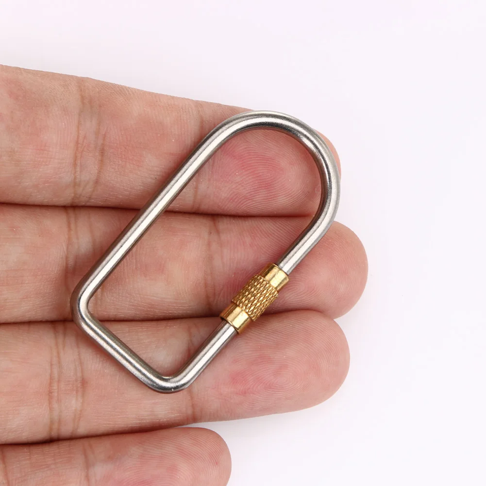 Portachiavi in lega di titanio, anello a D, 1 pezzo, per arrampicata all'aperto, gancio alpinismo (argento