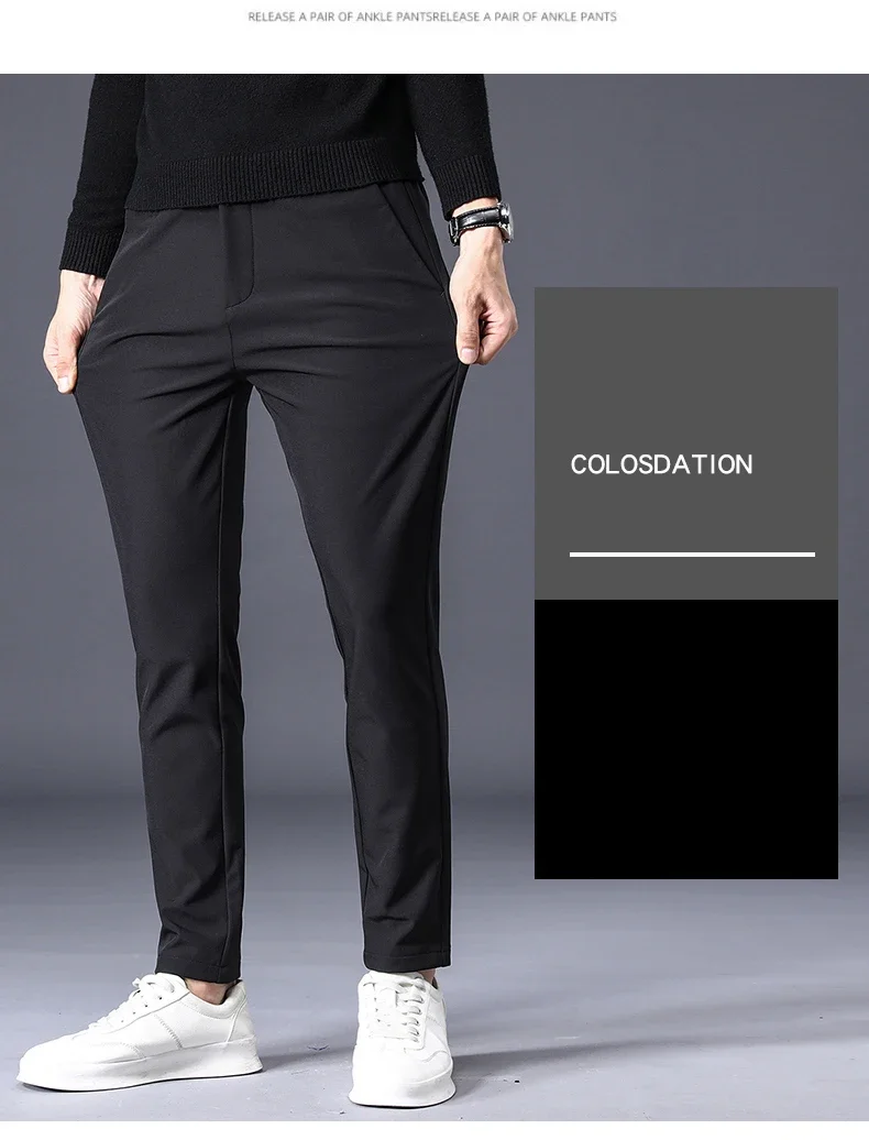 Fleece-Stretch-Herrenhose Winter Casual Koreanischer Stil Samt Thermisch Geschäftlich Warm Schlanke Modische Hose Klassische Herren-Plüschkleidung – Detail 4