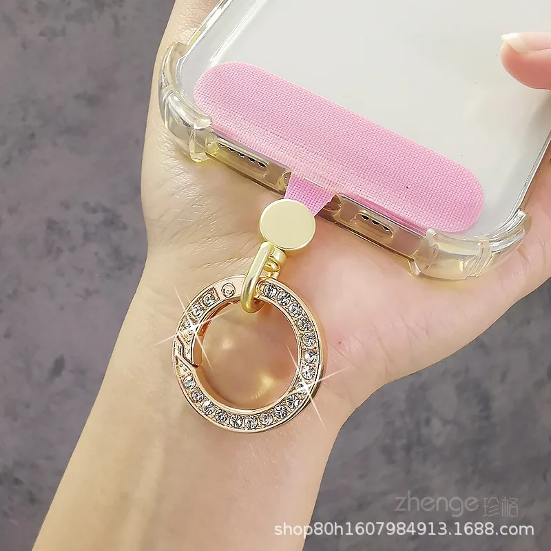 Diamond Tether Anti-Lost Phone Lanyard with Detachable Metal Ring and Hanging Cord