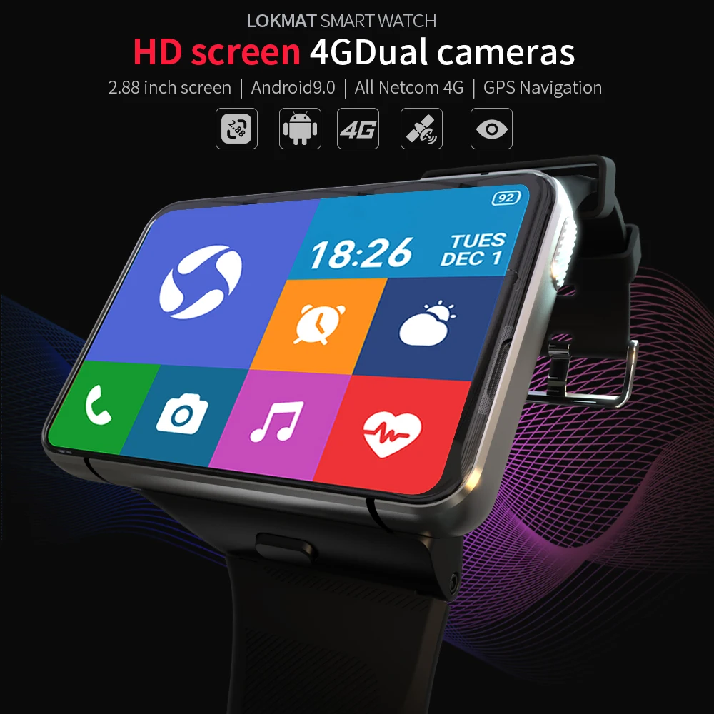 LOKMAT  4G Ʈġ, 2.88 ġ  ũ, 13MP  ī޶, , GPS,  ȭ,  ո ð, ȵ̵ Ʈ ġ, ǰ