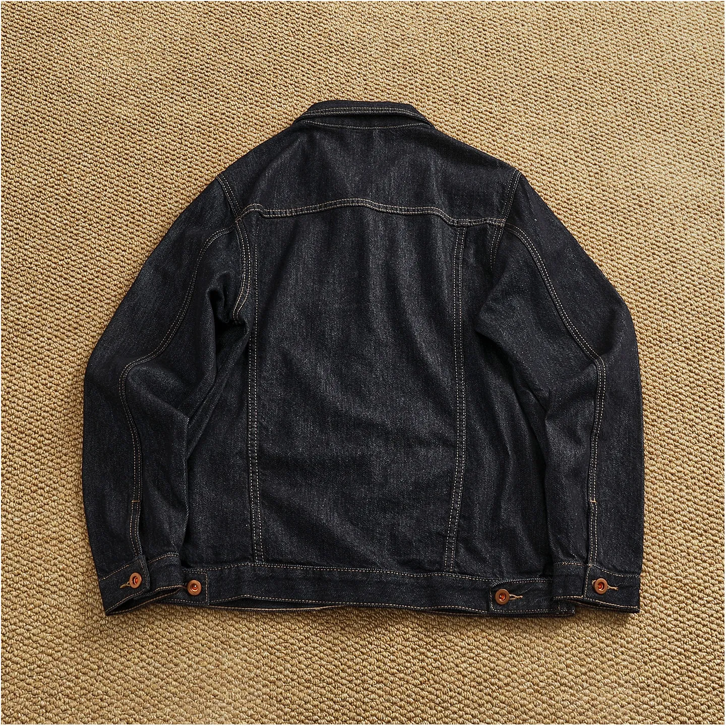 Spring New American Retro Heavyweight Solid Color Multiple Pockets Denim Jacket Men's Fashion Washed Loose Leisure Outerwear
