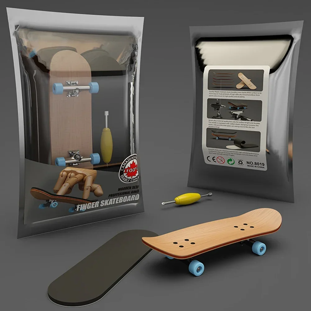 1Set Finger SkateBoard Wooden Fingerboard Toy Professional Stents Fingers Skate Set Novelty Children Christmas Gift finger skateboard toys fingerboard set