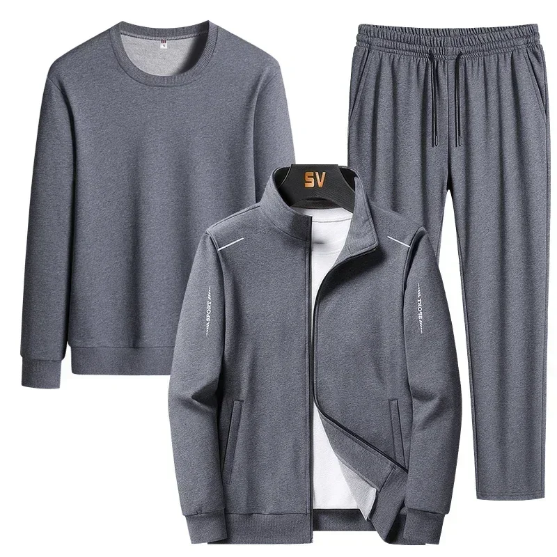 Male Tracksuit Jacket Men Set Large Size 6XL 7XL 8XL Fashion New  Autumn Winter Homme Suit Sweatshirt Sweatpants Men's Set 3