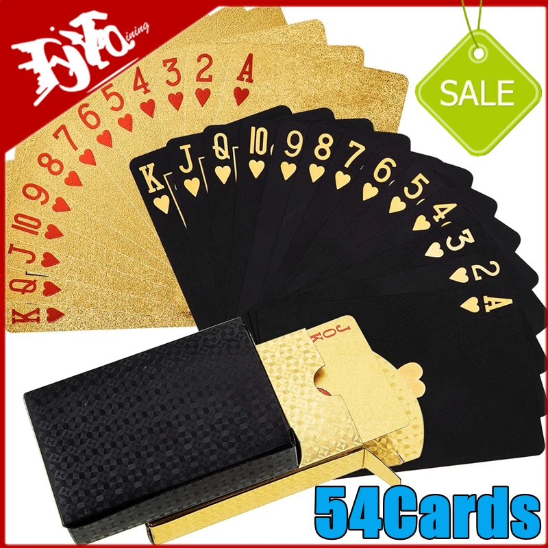 24K Gold PVC Playing Cards Waterproof High Definition Washable Parties and Games 54 Cards
