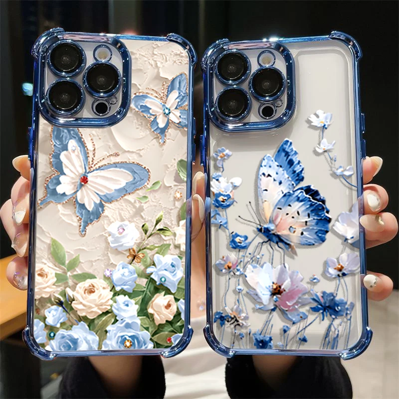 Butterfly Y2K Plating Silicone Shockproof Transparent Phone Case