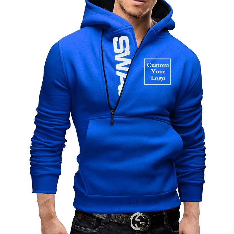 Mans Custom Logo Spring and Autumn Hoodies Letter Hooded Sweatshirt Patchwork Color Plus Zipper Hoodies