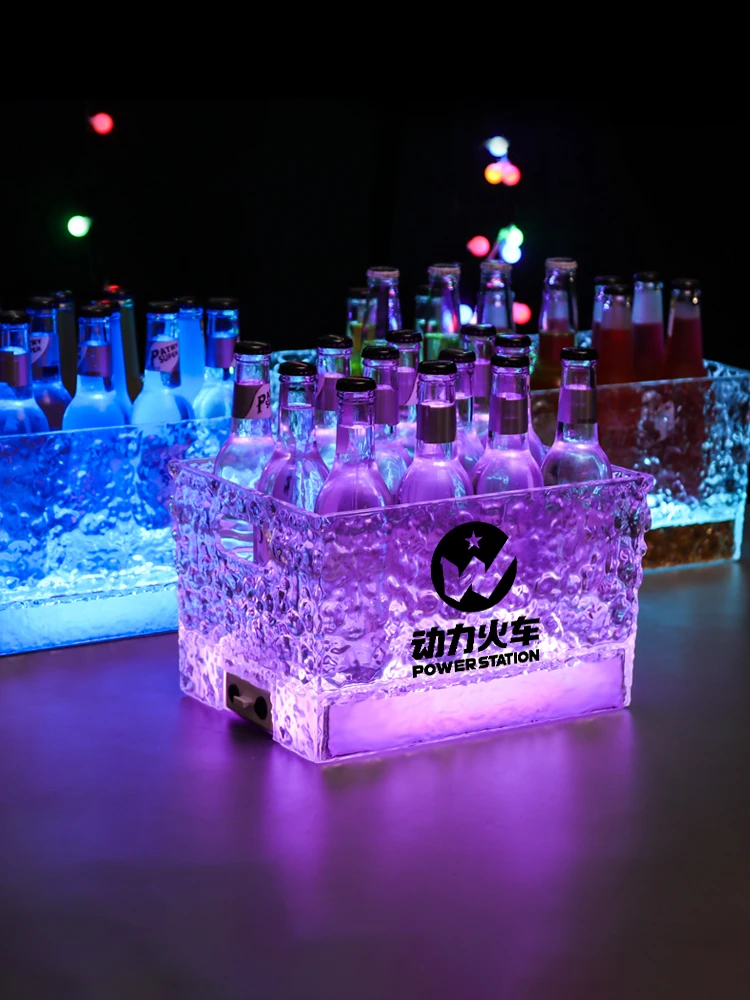 bar KTV luminous ice bucket acrylic champagne bucket beer frame ice grain beer LED ingot