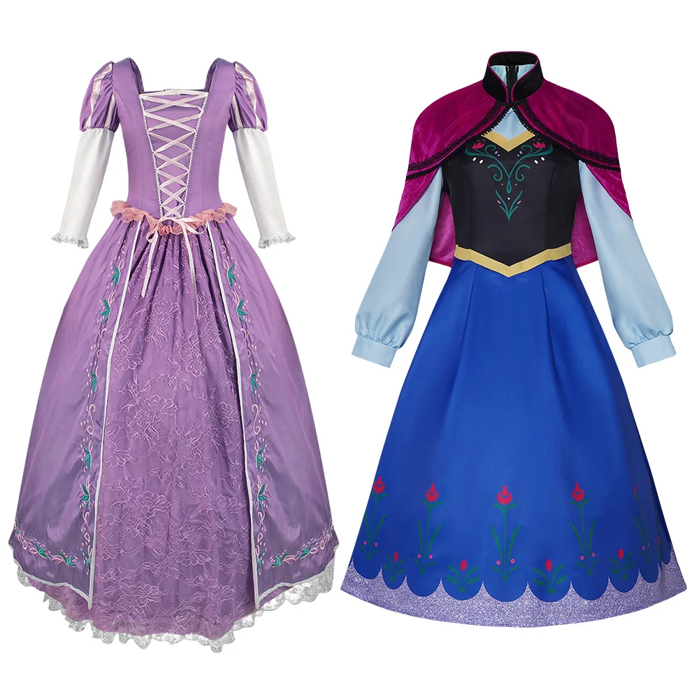 大人と女性のためのプリンセスラプンツェルドレス,コスプレ