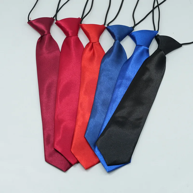 Children Small Necktie Fashion Solid Color Rubber Elastic Tie School Boys Girls Wedding Performance Daily Wear Shirt Accessories