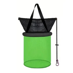 Collapsible Nylon Fish Keep Net in Orange - Black/Green - Black - Portable and Durable Design (Green black 1pc)