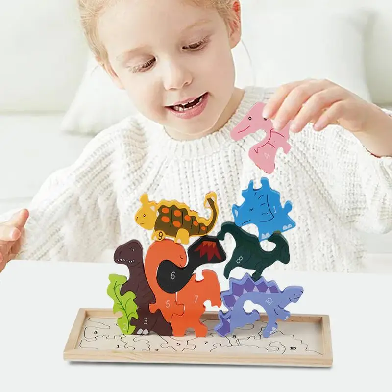 

Kids Wooden Animal Puzzles Animal Number Jigsaw Puzzles Montessori Toys Animal Wood Balancing Building Blocks Cartoon Blocks 1pc