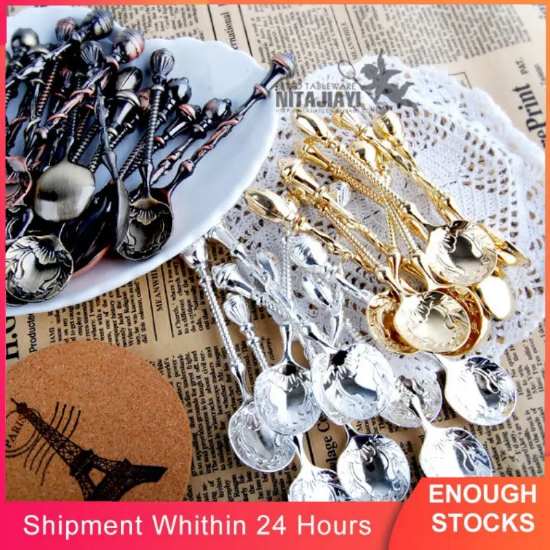 1pc Retro Coffee Scoop Vintage Carved Tea Spoon Creative Middle Eastern Style Coffee Spoons Decorative Dessert Spoons For Cake