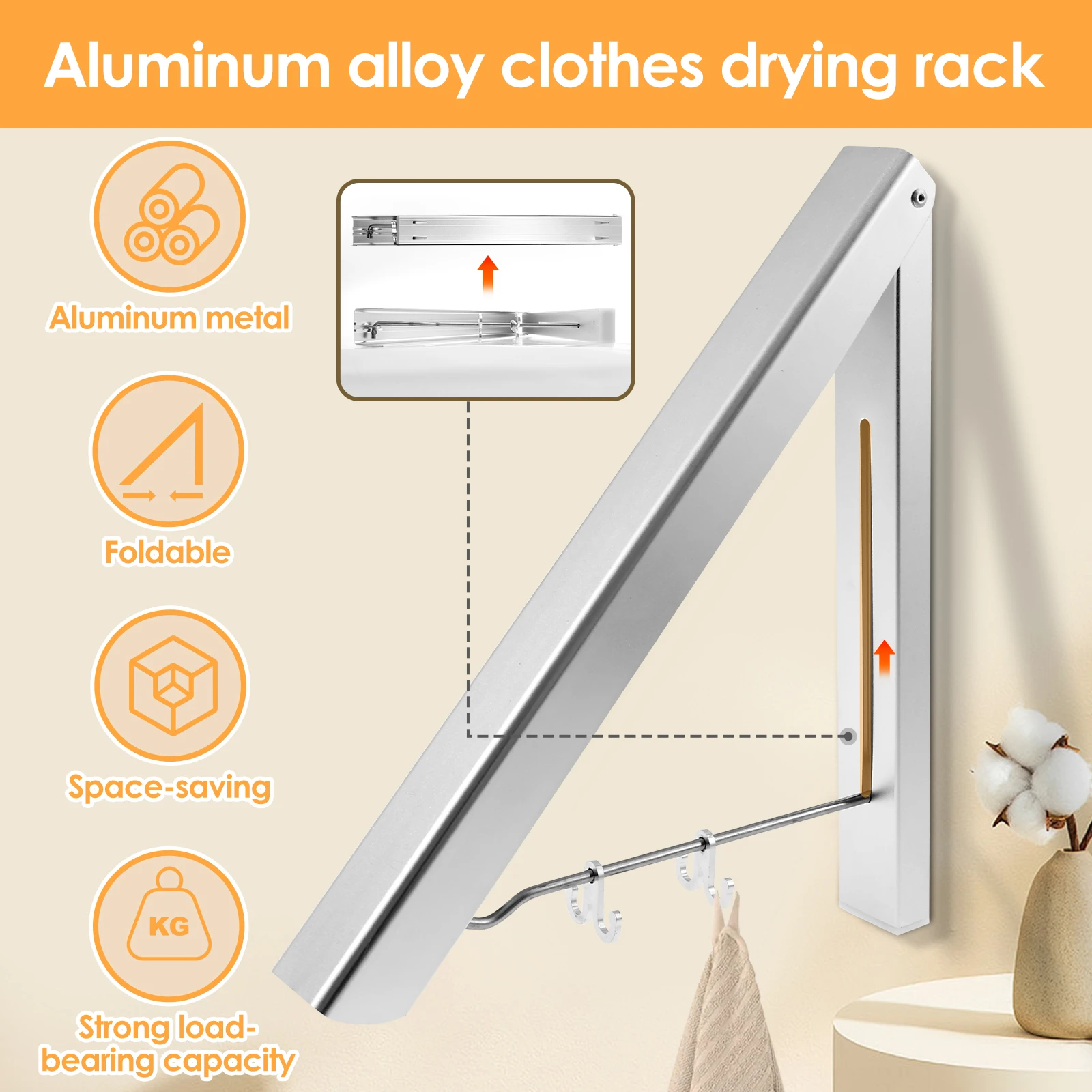 Folding Laundry Rack Versatile Aluminum Telescopic Clothes Hanger Space Saving Clothes Hanger Retractable Drying Rack