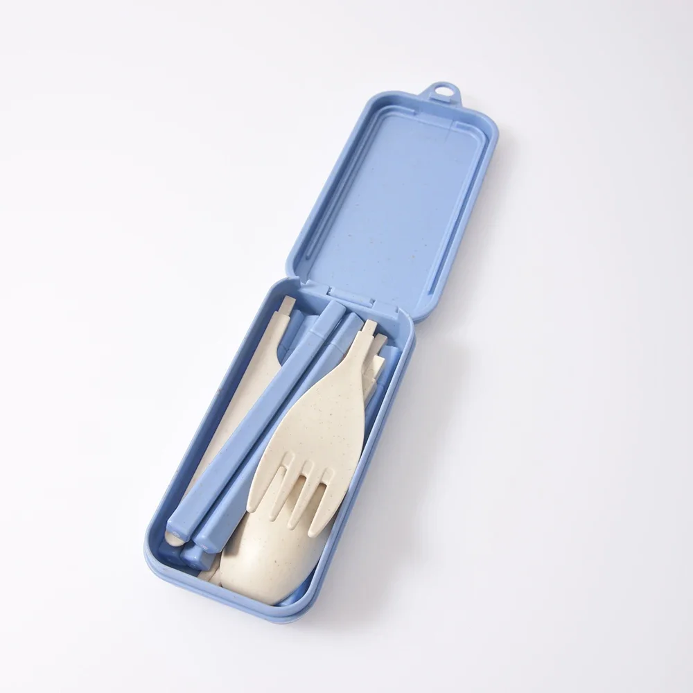 Cutlery Set Western Style Cutlery Set Picnic Cutlery Set Picnic Tableware Camping Cutlery Set Wooden Cutlery Set 4Pcs Portable Tableware Set Wheat Straw Dinnerware Detachable Cutlery Travel Tableware Picnic Cutlery Set