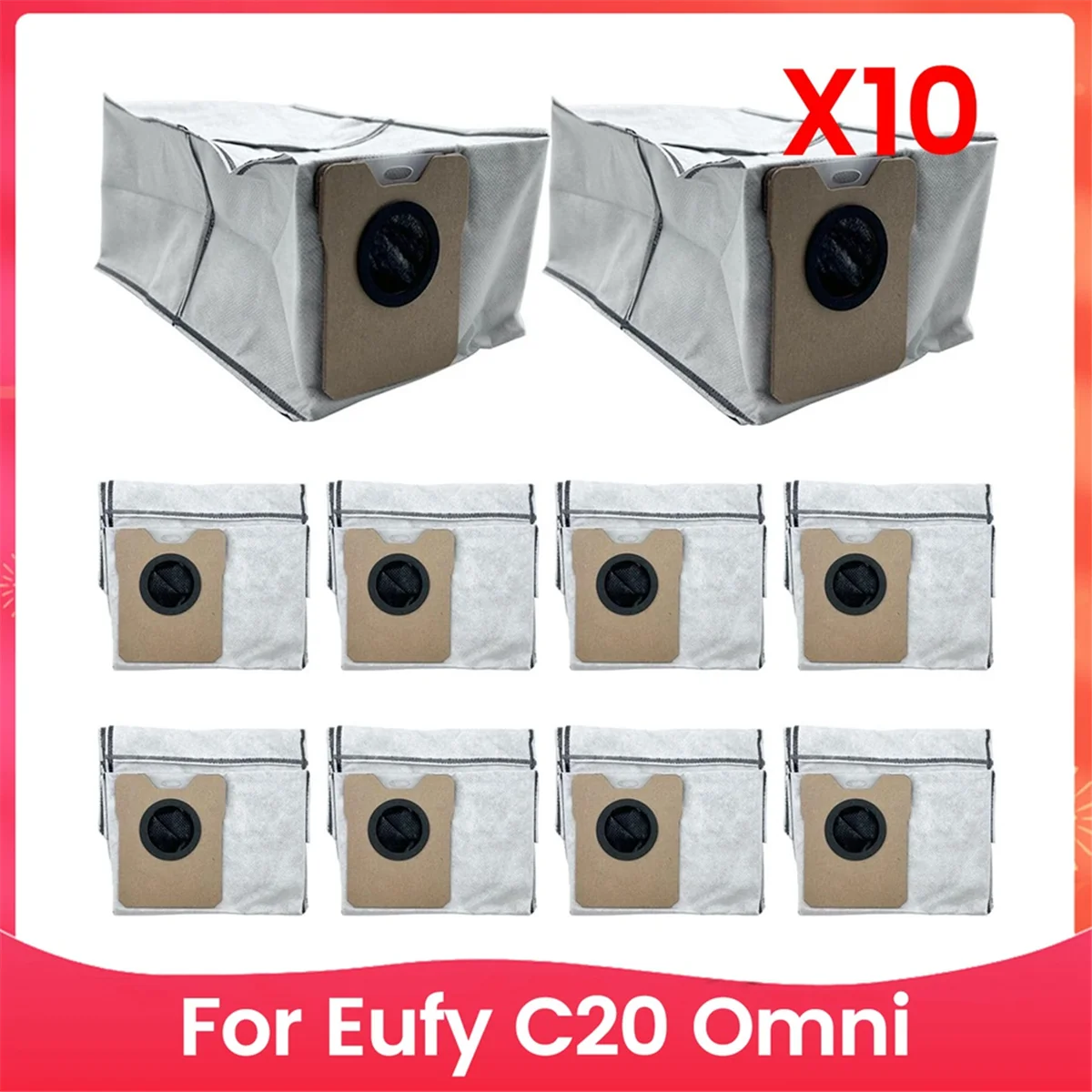 FZFZ 10PCS Dust Bags for C20 Omni Robot Vacuum Cleaner Parts 3L Large Capacity Dust Bags Replacement Disposable