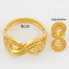 Cuff Bangle and Ring Jewelry Set for Dubai African 18k Gold Color Hand Bracelet Cocktail Ring Jewelry Set for Weddings Bride 6