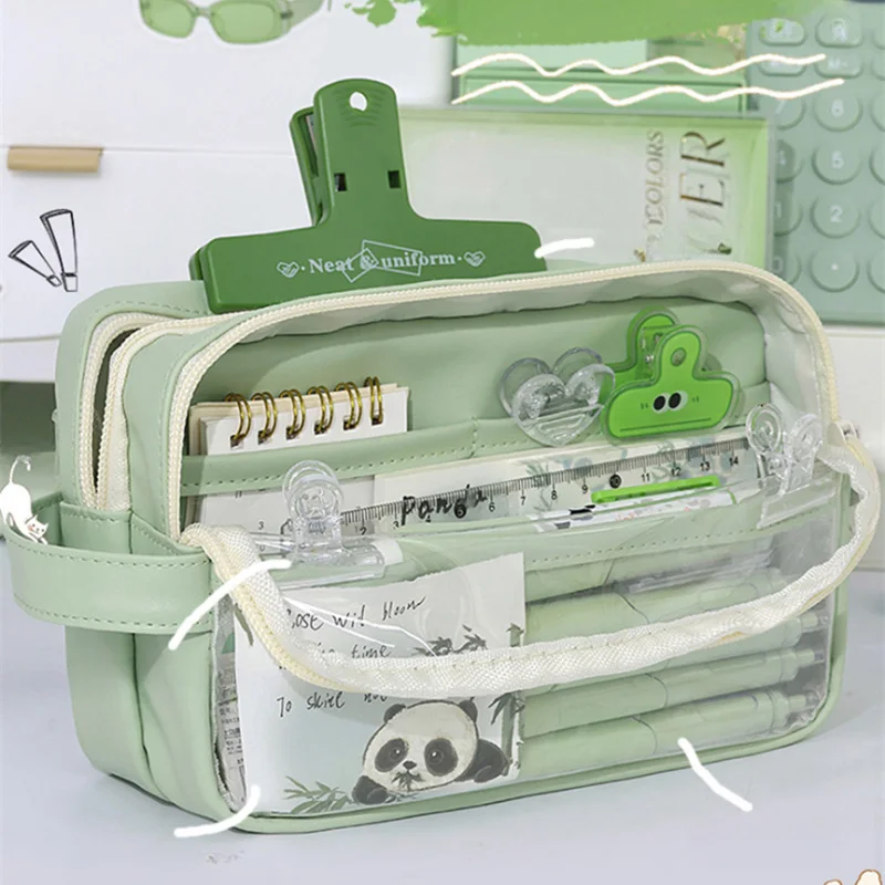 Astuccio Portapenne Grande Capacità Verde Con Cerniera: Organizzatore Da Scrivania Pieghevole Per Scuola Ufficio E Viaggio