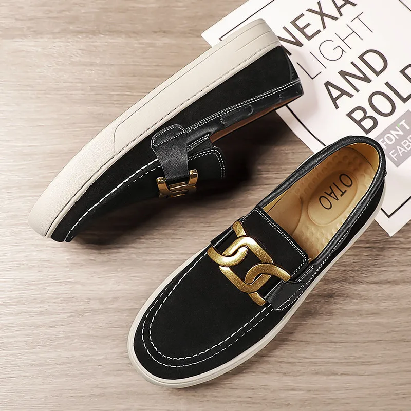 Black Loafers Shoes For Men Luxury Slip-on Shoes Men Unisex Breathable Casual Leather Shoes Man Driving Shoes Zapatos Hombre 2