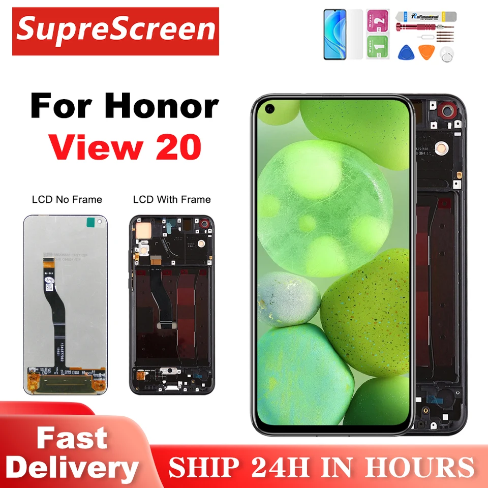 DISPLAY HONOR VIEW 20 PCT-L29 AL10 LX9 SCHERMO FRAME NERO LCD TOUCH SCREEN VETRO - Foto 13