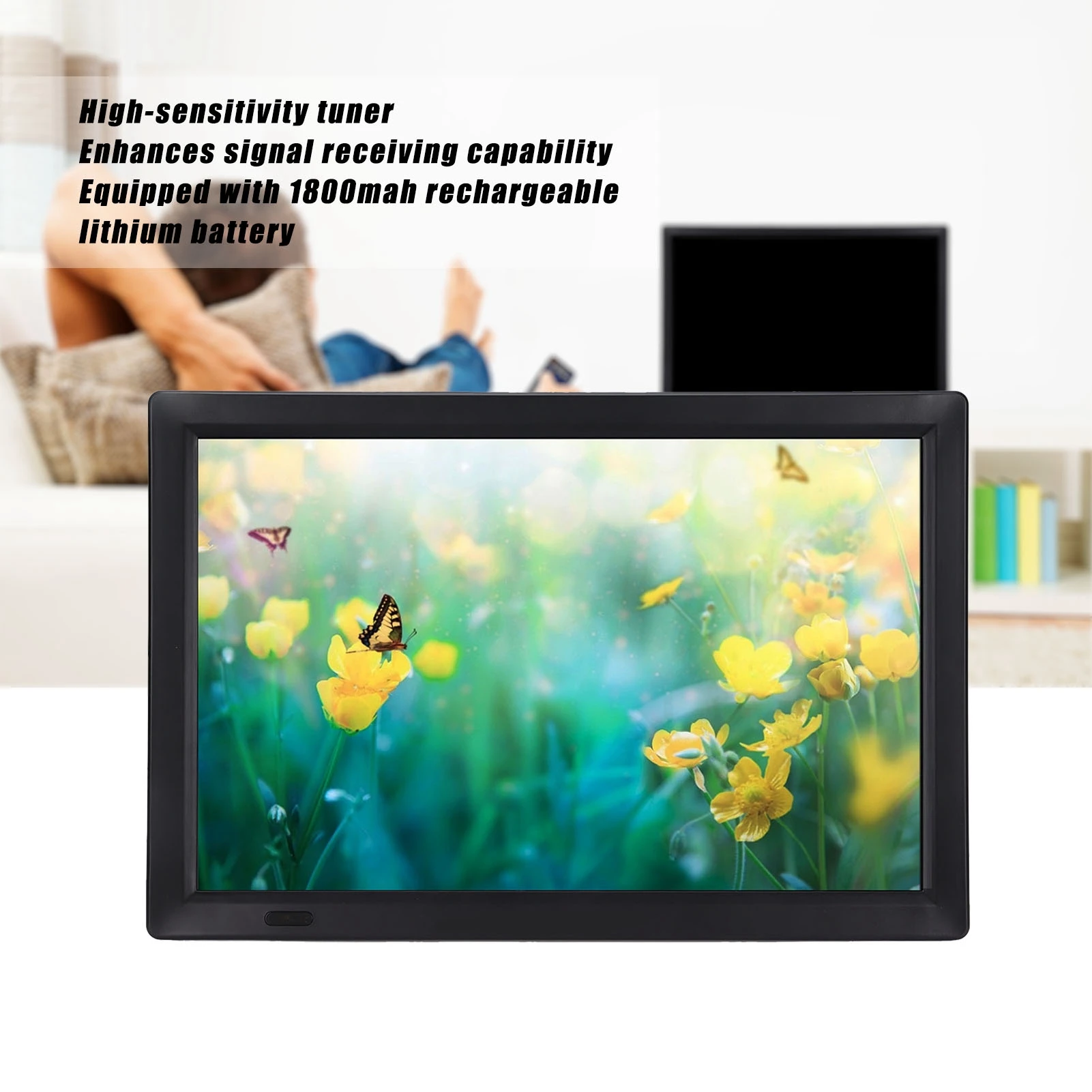 LEADSTAR 14 Inch Digital TV Portable Television with Stand for Home Car Outdoor Travel EU Plug 110‑220V