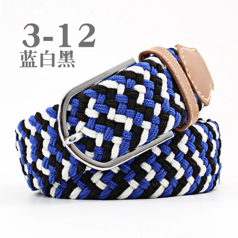 Canvas Braided Women's Belt Alloy Pin Buckle Men's Belt Multicolor Versatile Casual Elastic Belt Wholesale mens black leather belt Belts