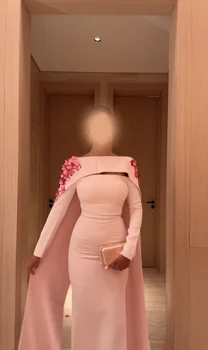 Dubai Elegant Vintage Customize Pink Formal Occasion Prom Dresses Flower Applique Evening Party Gowns  فستان مناسبات 1