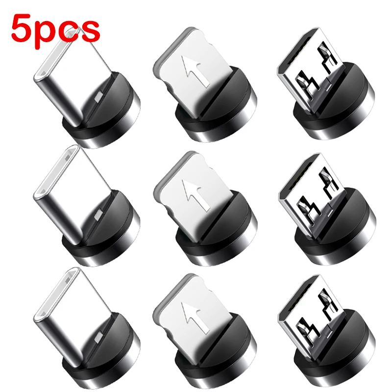 1/5pcs 라운드 마그네틱 케이블 팁 마이크로 USB 충전 케이블 플러그 US..