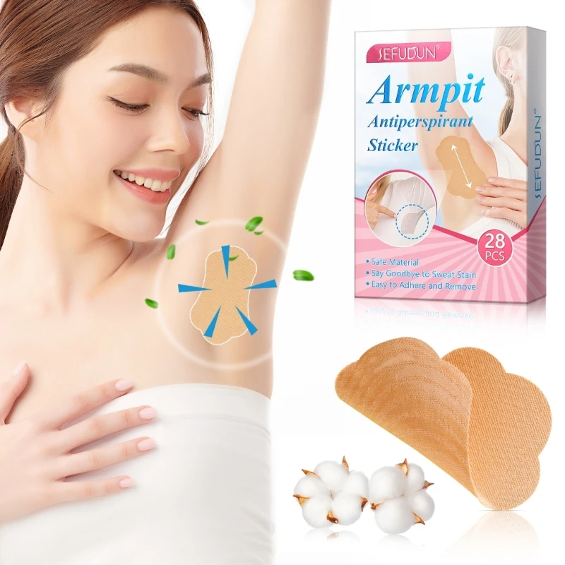 28 Pcs Armpit Sweat Pads for Women and Men Cotton Disposable Underarm Pads Sweat Absorption Comfortable Adhesive underarm sweat pads