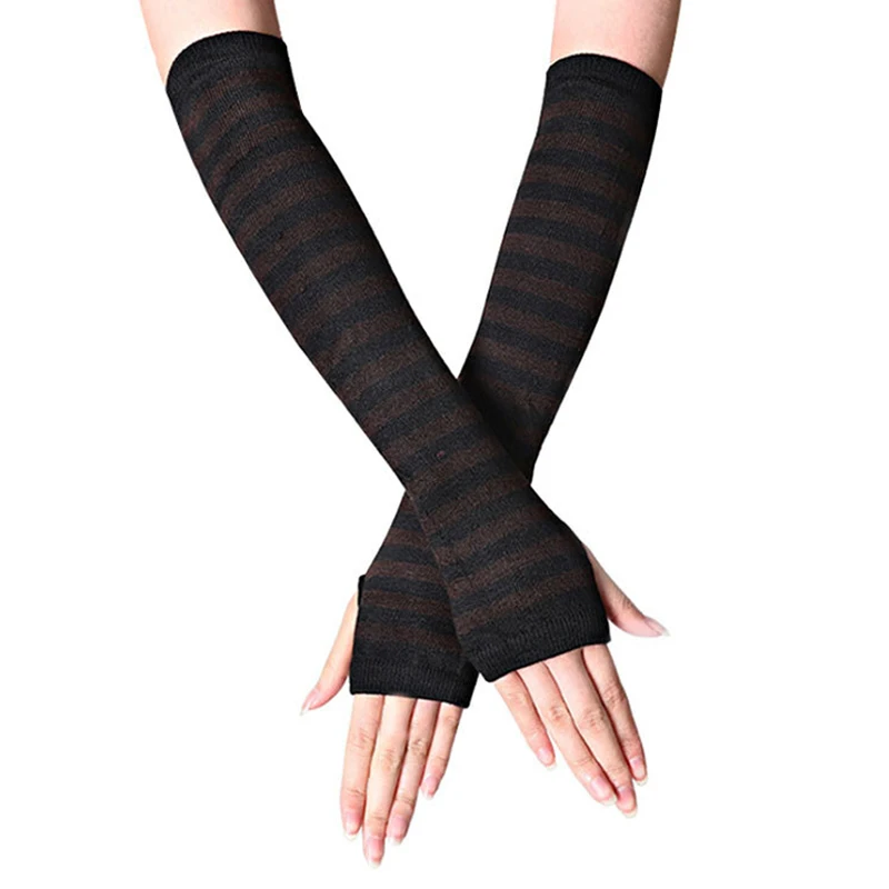 Maglia donna ragazza senza dita Alto guanto lungo pizzo elastico lattice calze, Nero , Taglia unica