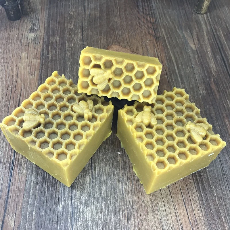 Rectangular Embossed Bee Honeycomb Silicone Soap Mold, Flexible Toast Loaf Mould, DIY Handmade Soaps Making Supplies Tool Kits