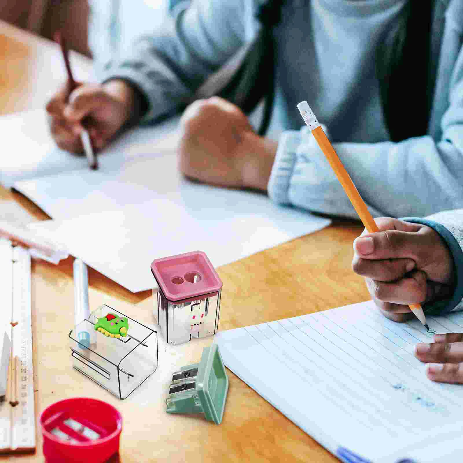 듀얼 홀 수동 연필 샤프너, 귀여운 휴대용 크레용 샤프너, 교실 상, 사무실 홈 아트 용품