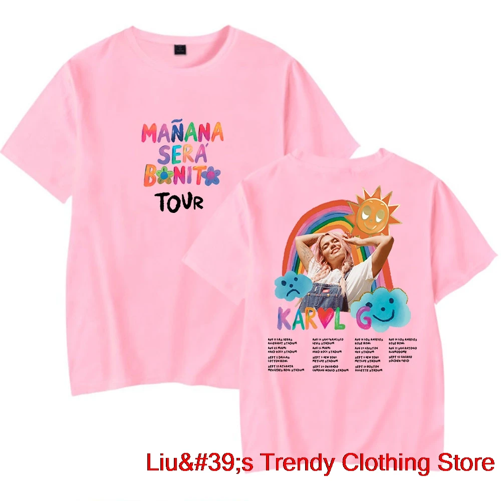Mens cotton t shirt Karol G T-shirts Msb Tour Rainbow Tee MA&Ntilde;ANA SER&Aacute; BONITO Album Merch Print Unisex Fashion Funny Casual Short Sleeve Top