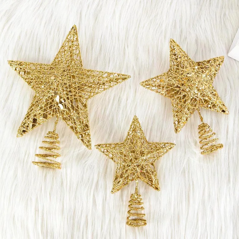 1pc Christmas Tree Top Star Hollowed-Out Christmas Tree Top Sparkle Star Glitter Topper Xmas Party Decorations christmas tree decoration,christmas star decoration