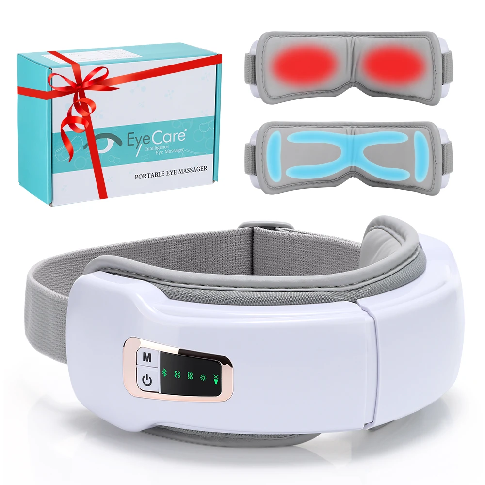 White Electric Eye Massager with Vibration and Heat for Relaxation