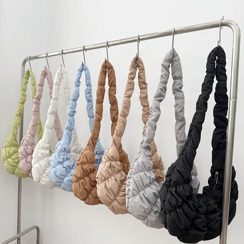 Fashion Quilted Shoulder Bag Ruched Padded Crossbody Bags for Woman Nylon Cotton Croissant Designer Half Moon Cloud Hobos Tote