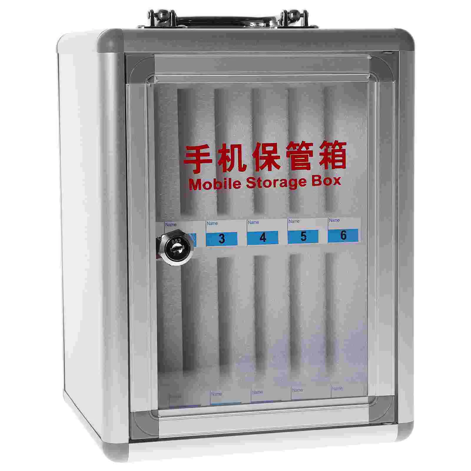 Storage Cabinet with Lock Mobile Phone Safe Rack Shelf for Classroom Aluminum Alloy Holder 12 Slots