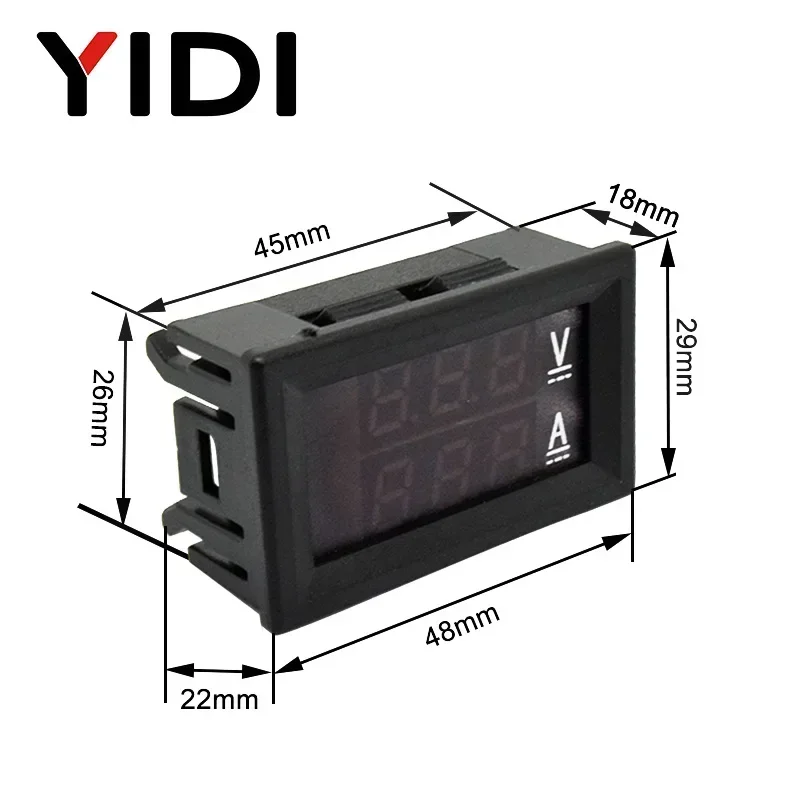 0.56 Digital LED Display Voltmeter Ammeter DC 0-100V AC60-500V Red Blue 1A 10A 50A 100A Voltage Current Meters Tester Detector