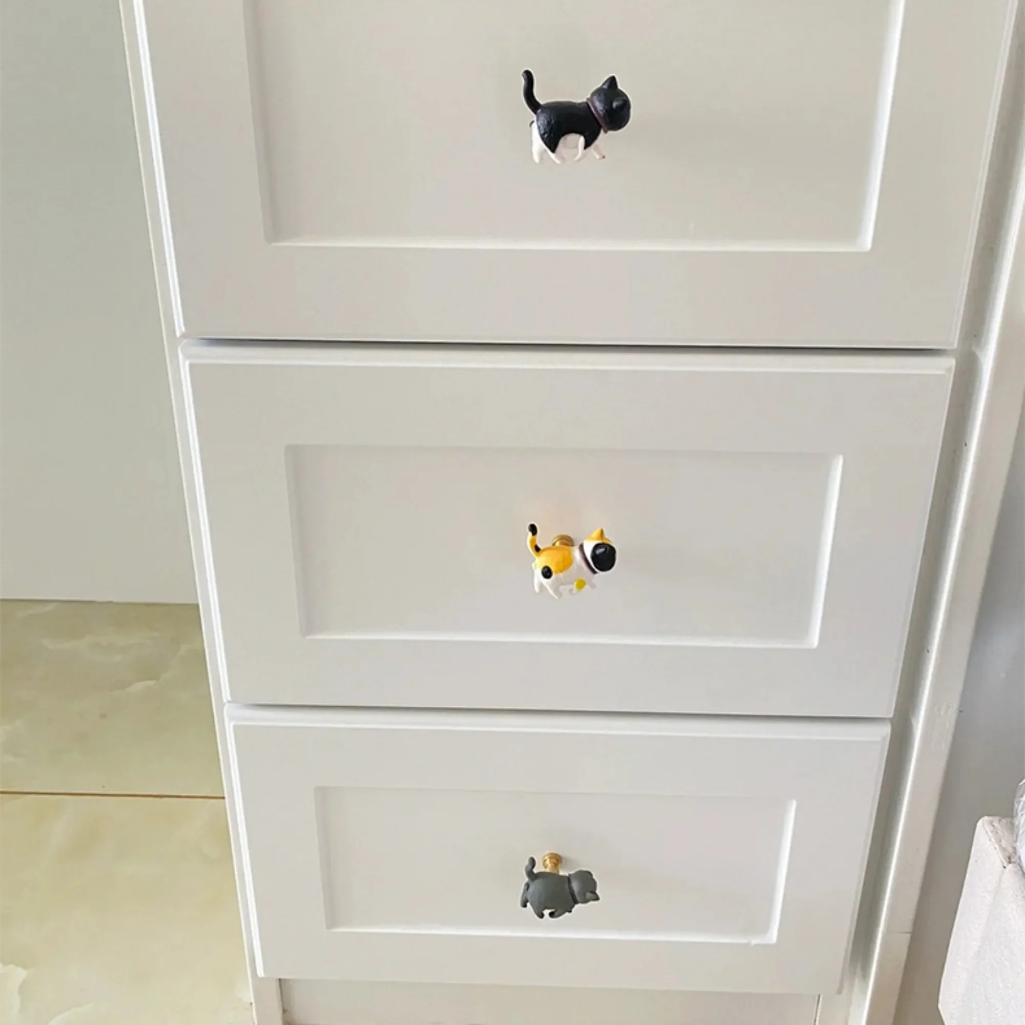 Brass Rotatable Cat Head Cat Handle Cartoon Wardrobe Door Handle Cute Drawer Single Hole Small Handle Drawer Door Knob